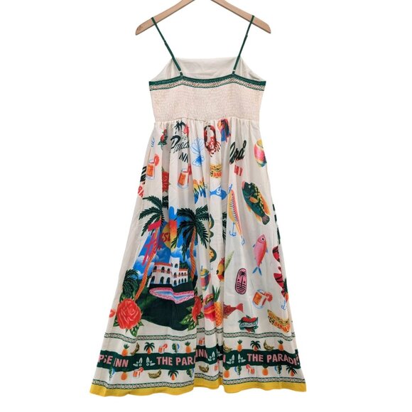 Commense Paradise Maxi Cami Dress Multicolor Sleeveless Smocked Vacation Size L - Picture 2 of 10